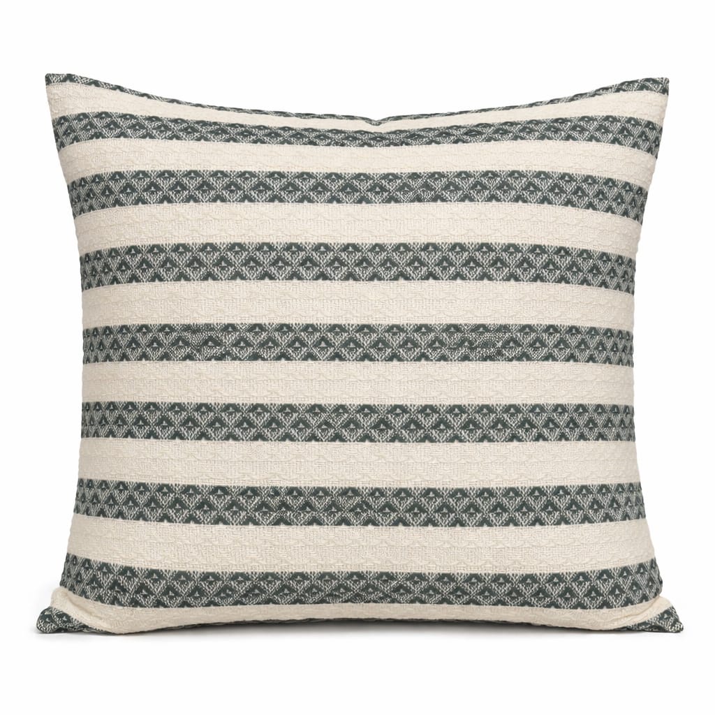 Decorative Stripe Cotton Cushions- Green