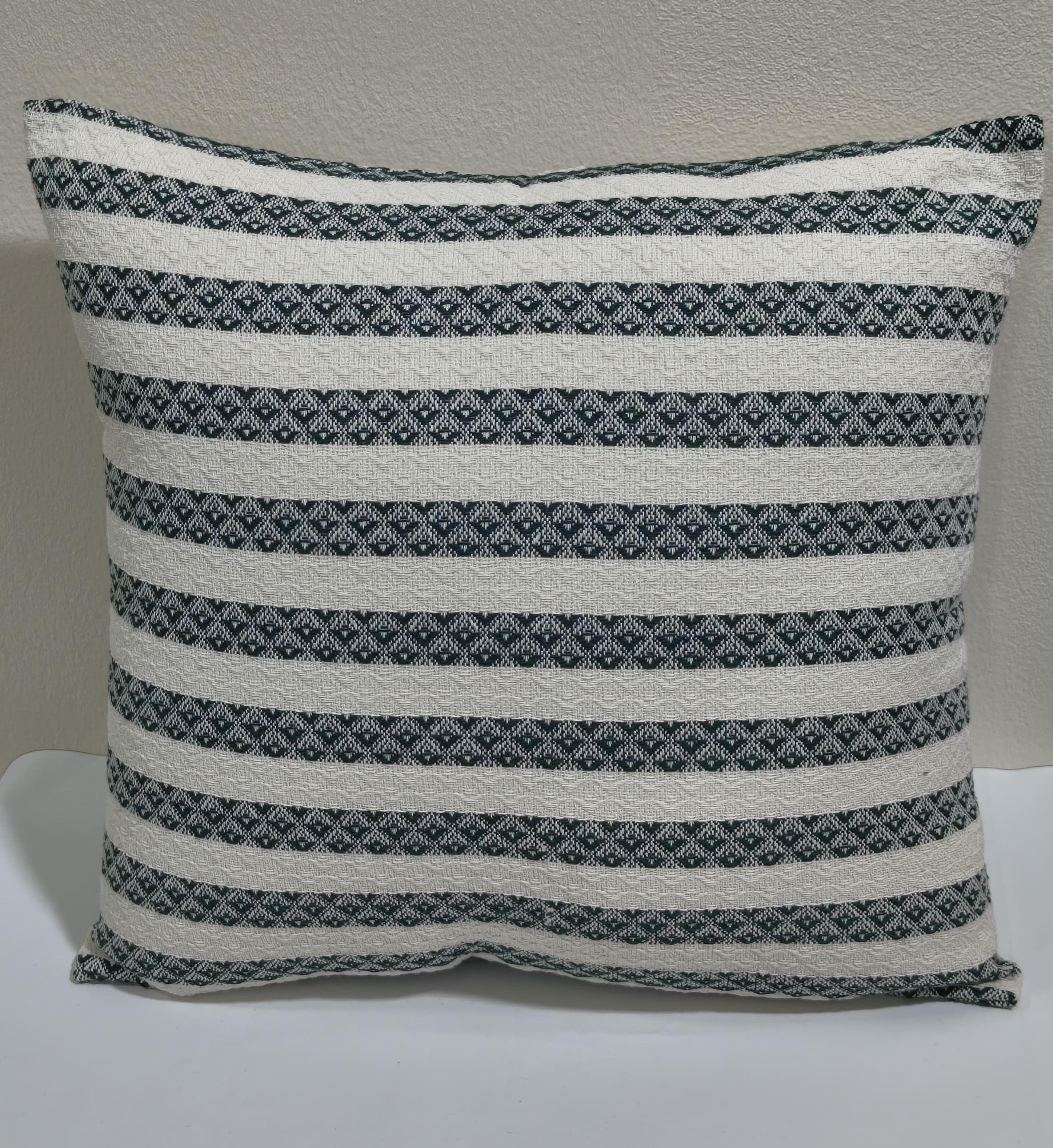 Decorative Stripe Cotton Cushions- Green