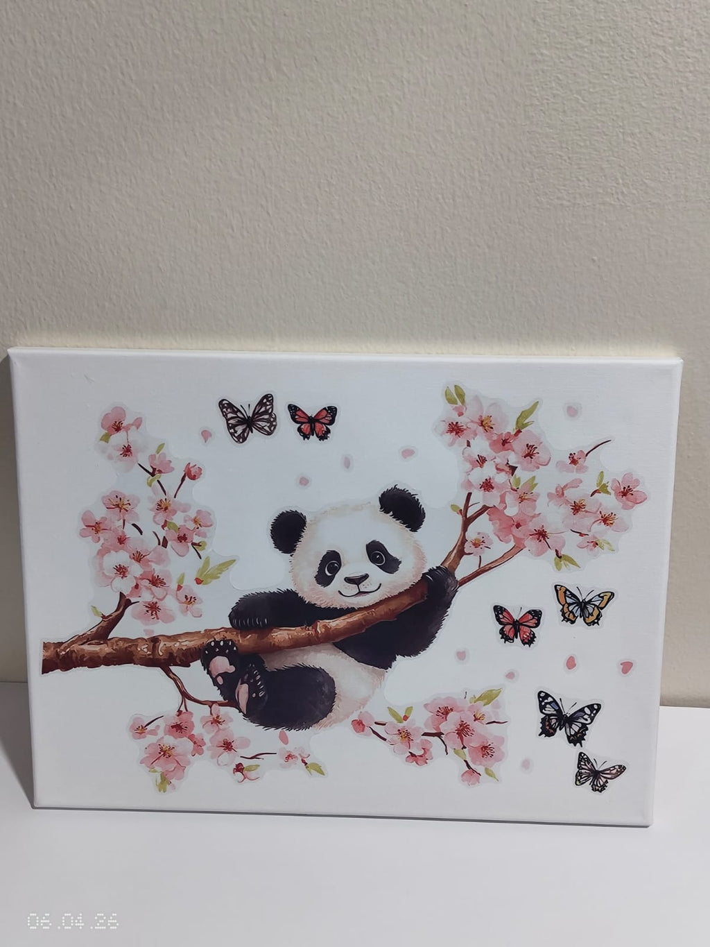 Panda in house - Wall sticker on Canvas - 30 x 40 cm