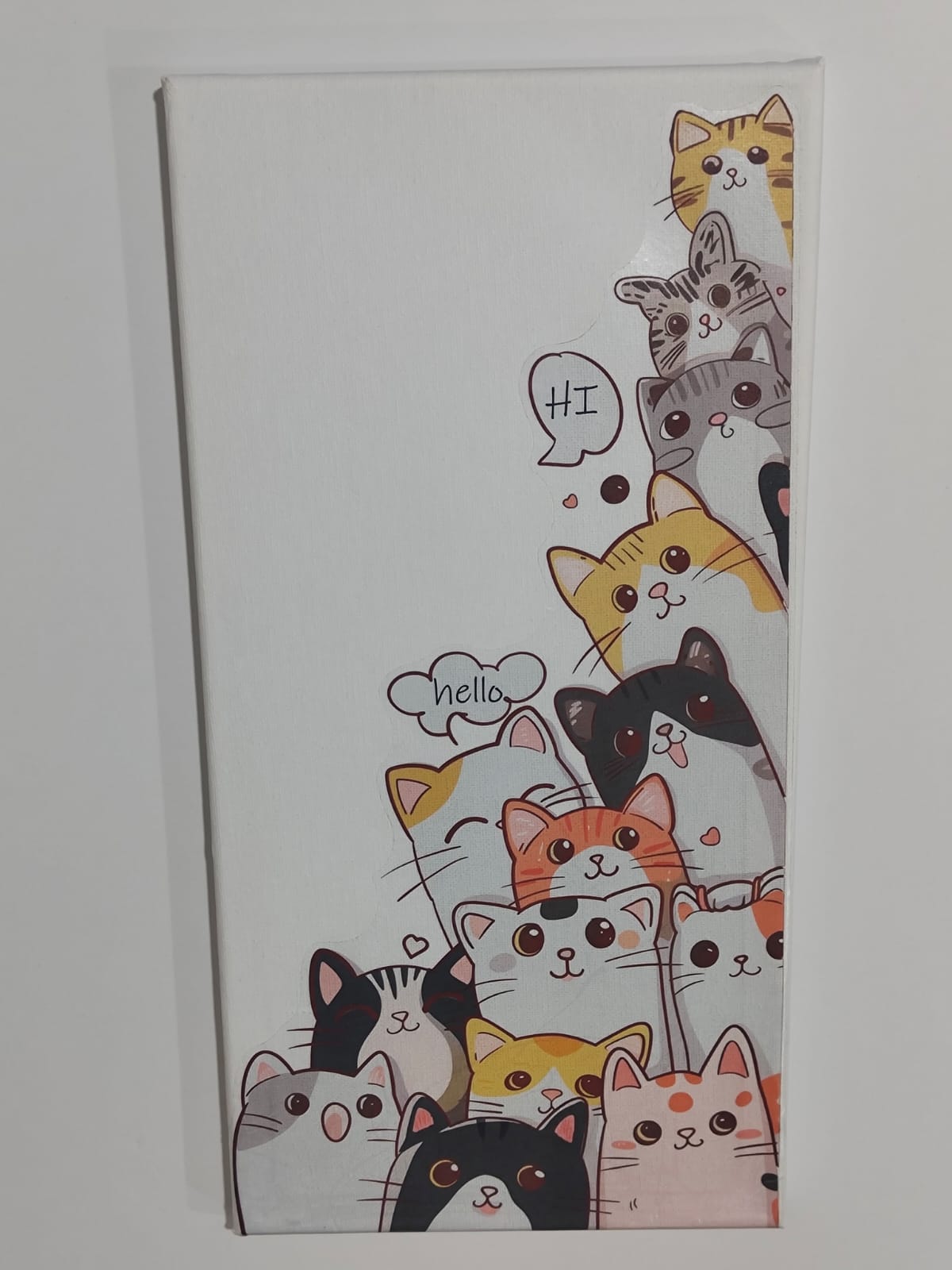 Hello Cat Wall sticker on Canvas 40x 20cm