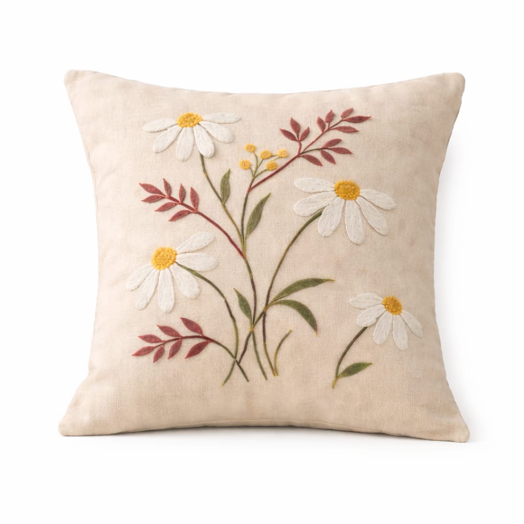 Beautiful Embroidery Floral Cushions - Linen Blend