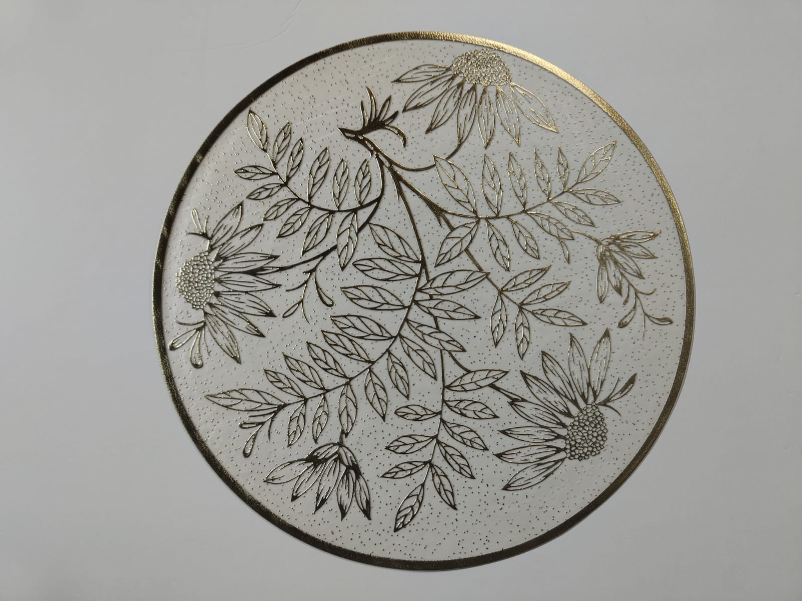 Round Botanical Placemats - Elegant Non-Slip Table Mat (Set of 4 Nos)(Available in 2 Colours)