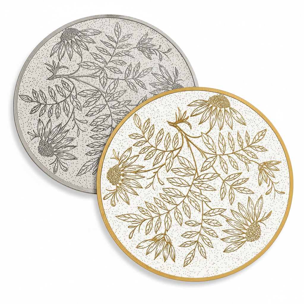 Round Botanical Placemats - Elegant Non-Slip Table Mat (Set of 4 Nos)(Available in 2 Colours)