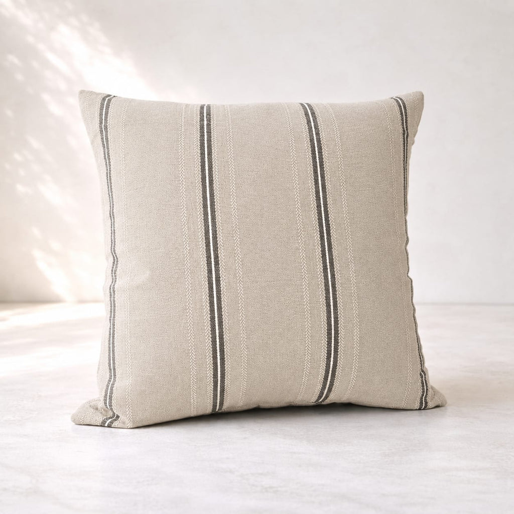 Grey Stripe Cotton Cushion 50x50 cm