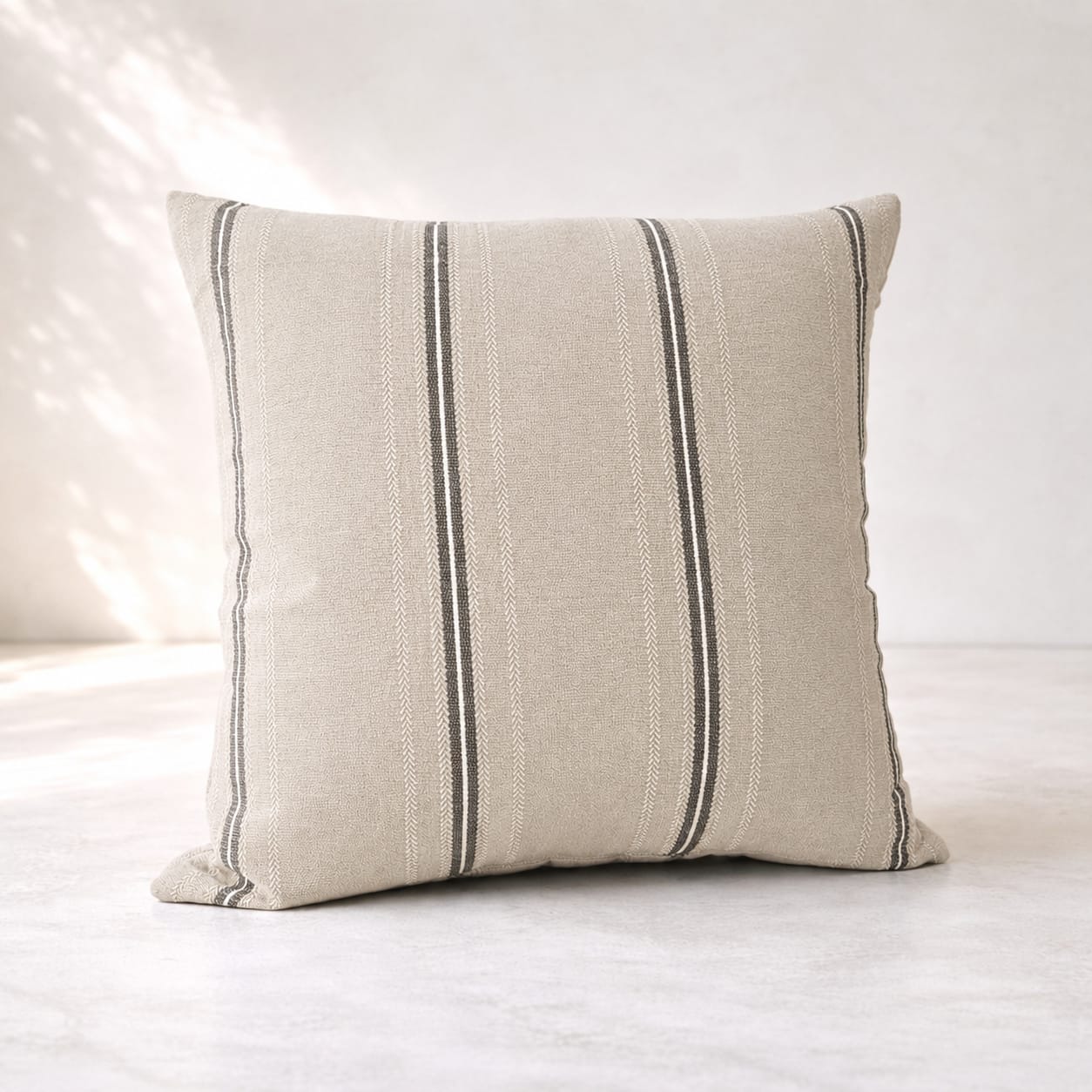 Grey Stripe Cotton Cushion 50x50 cm