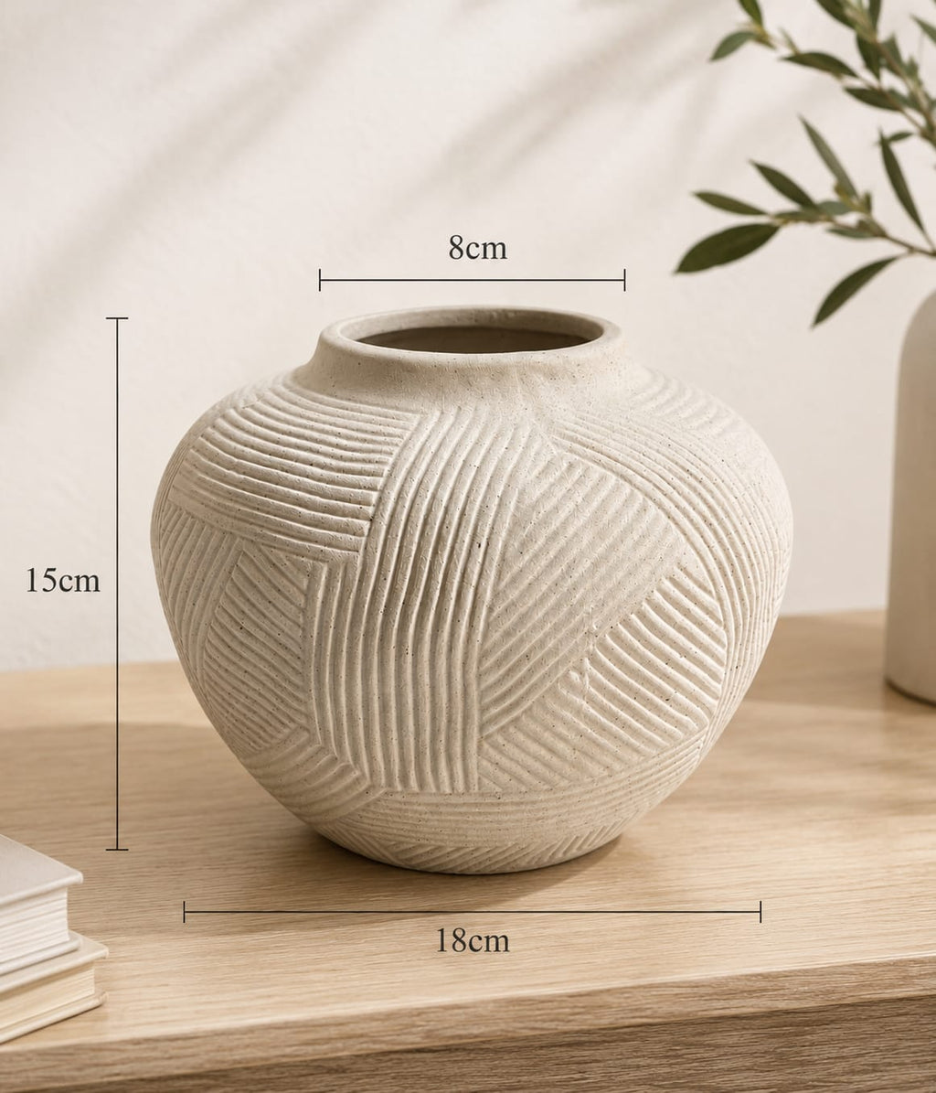 Modern Textured Ceramic Vase| 15 cm