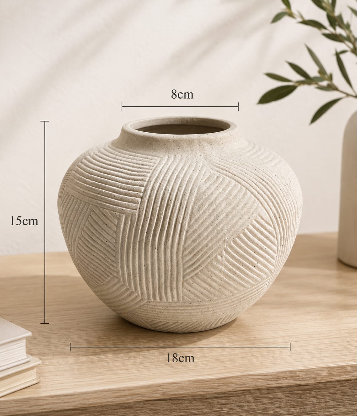 Modern Textured Ceramic Vase| 15 cm