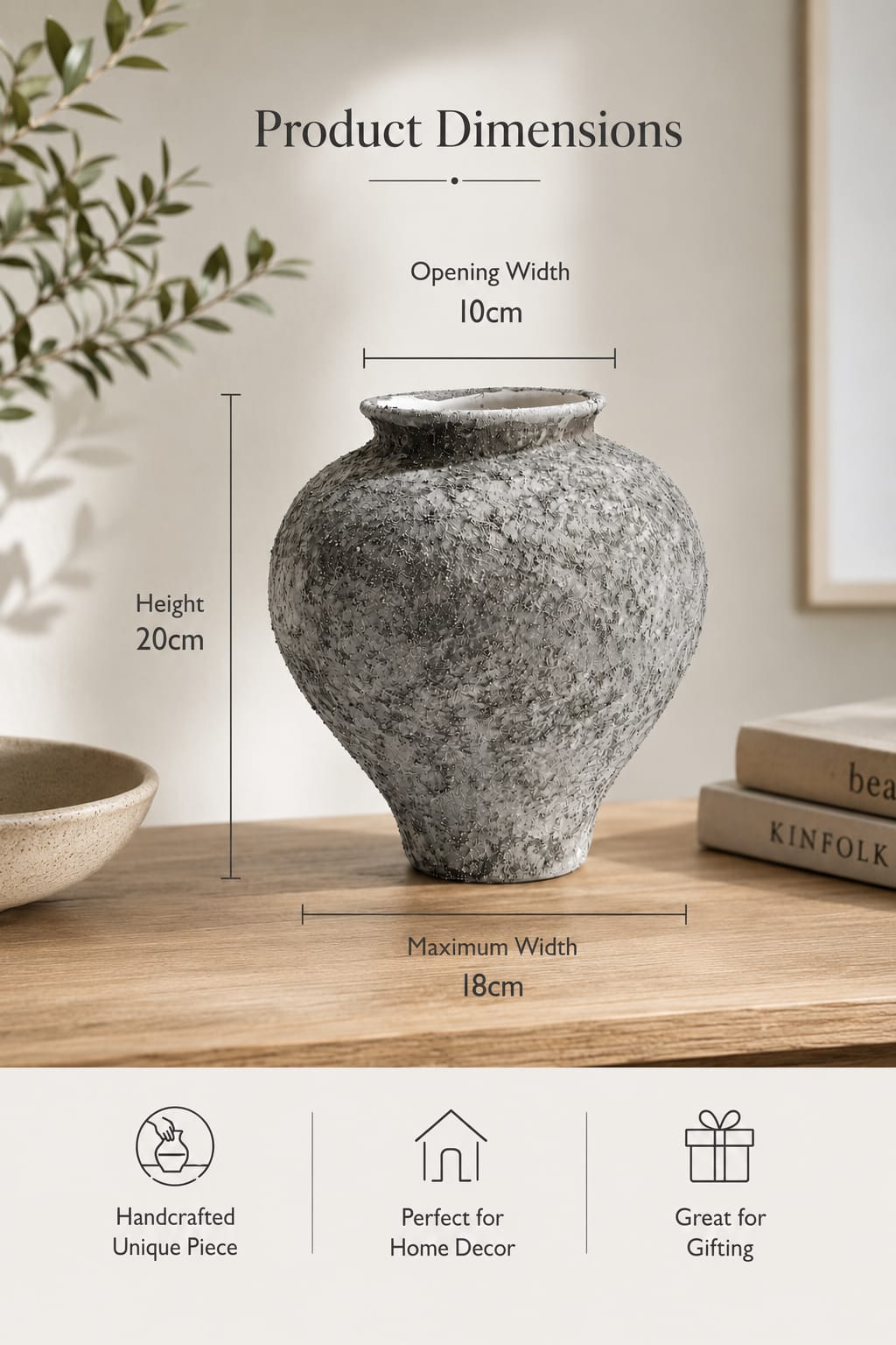 Rustic Ceramic Vase | 20cm
