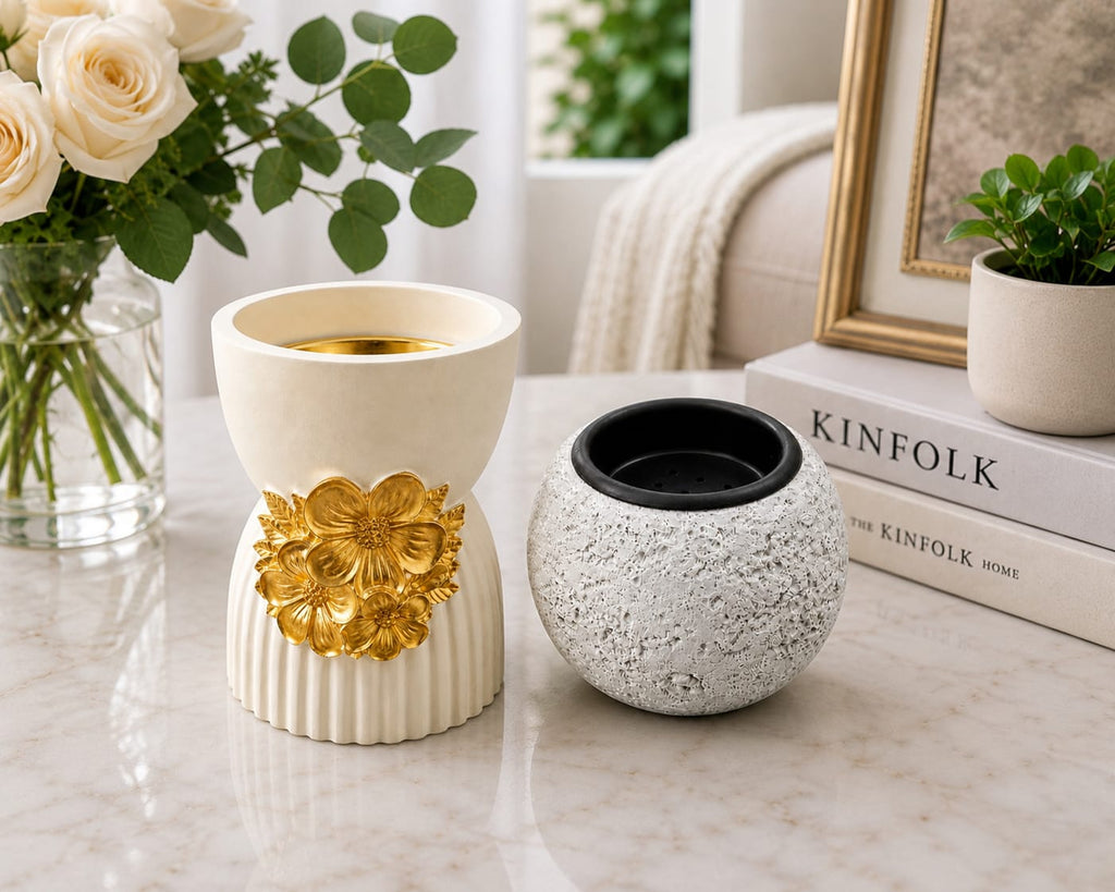 Bakhoor Burner & Tea Light Holder – Decorative Incense Burner (Set of 2)