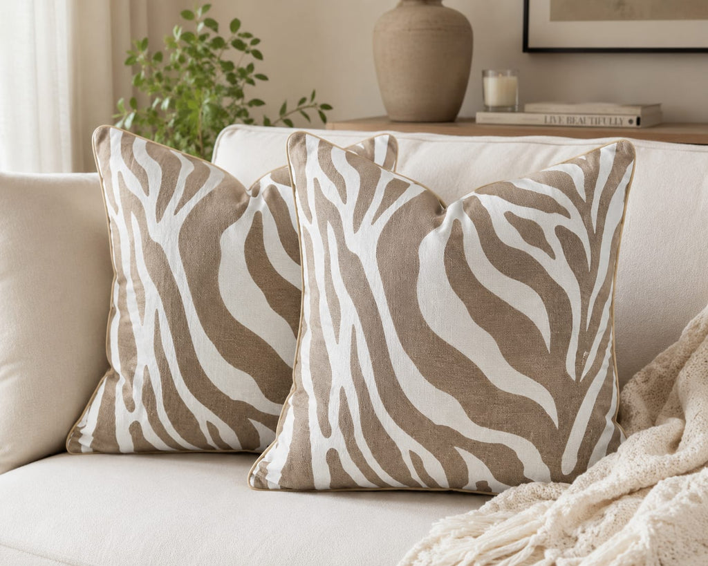 Safari Woven Pattern Cushion – Beige & Ivory | 45x45 cm