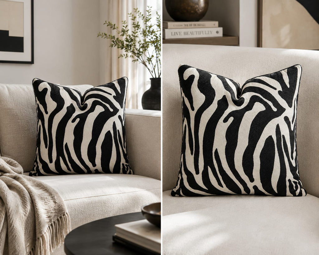 Safari Woven Pattern Cushion – Black & White | 45 x 45 cm