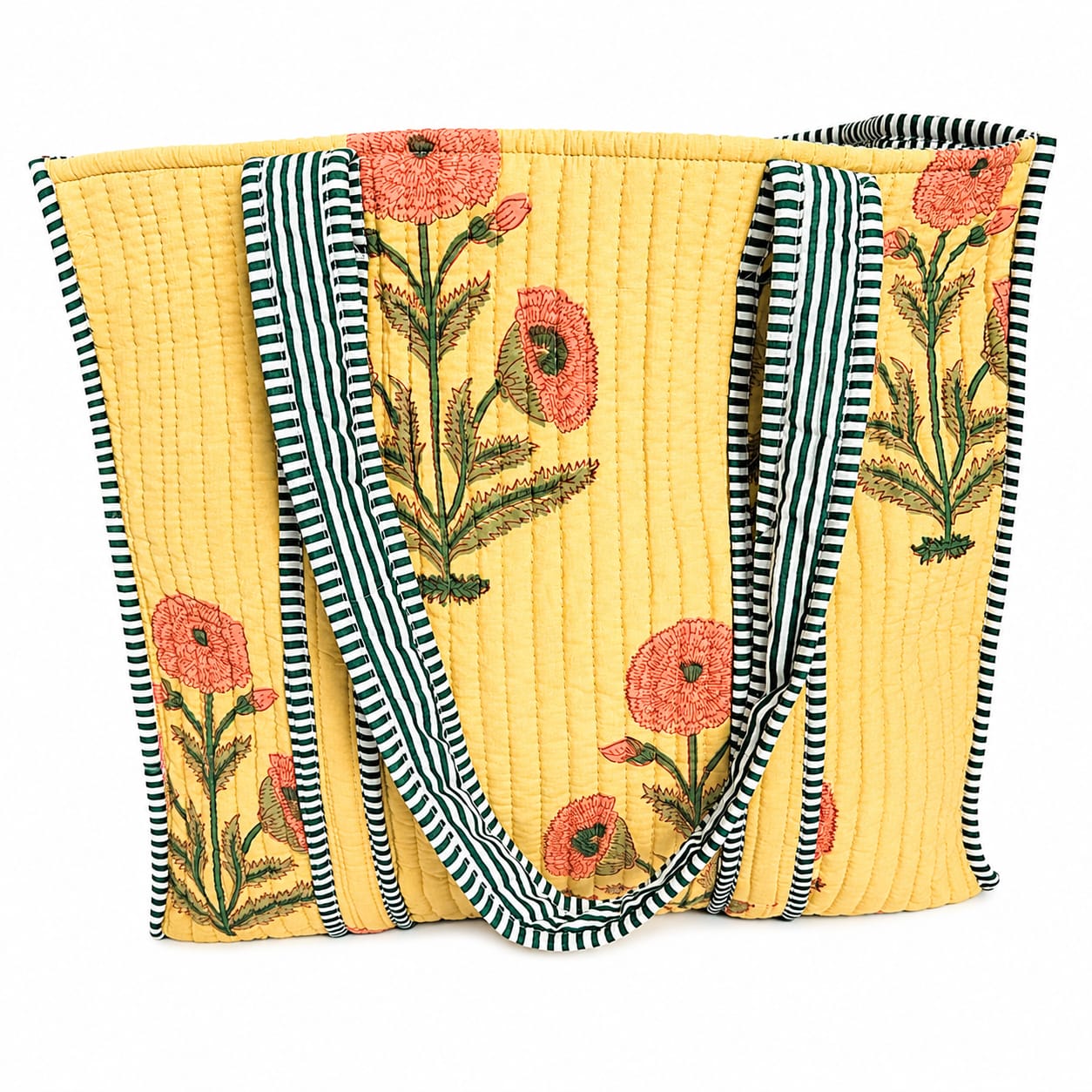 Light Mustard Quilted Tote Bag for Women – Reversible