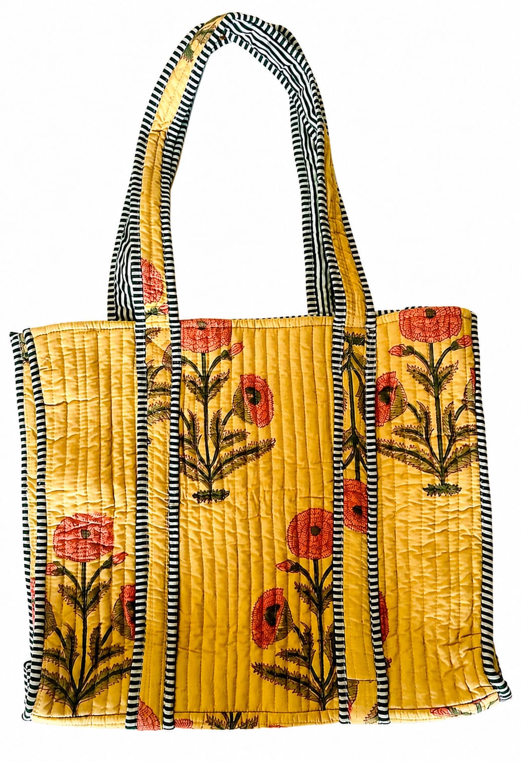 Light Mustard Quilted Tote Bag for Women – Reversible