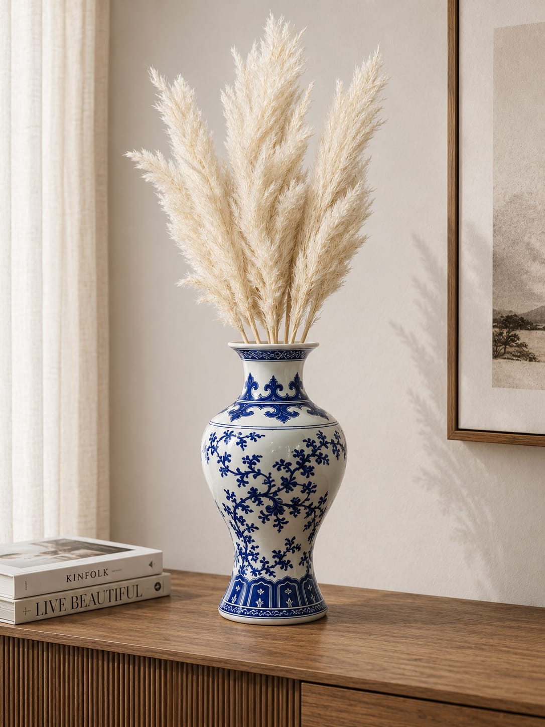 Blue White Ceramic Vase| 25cm
