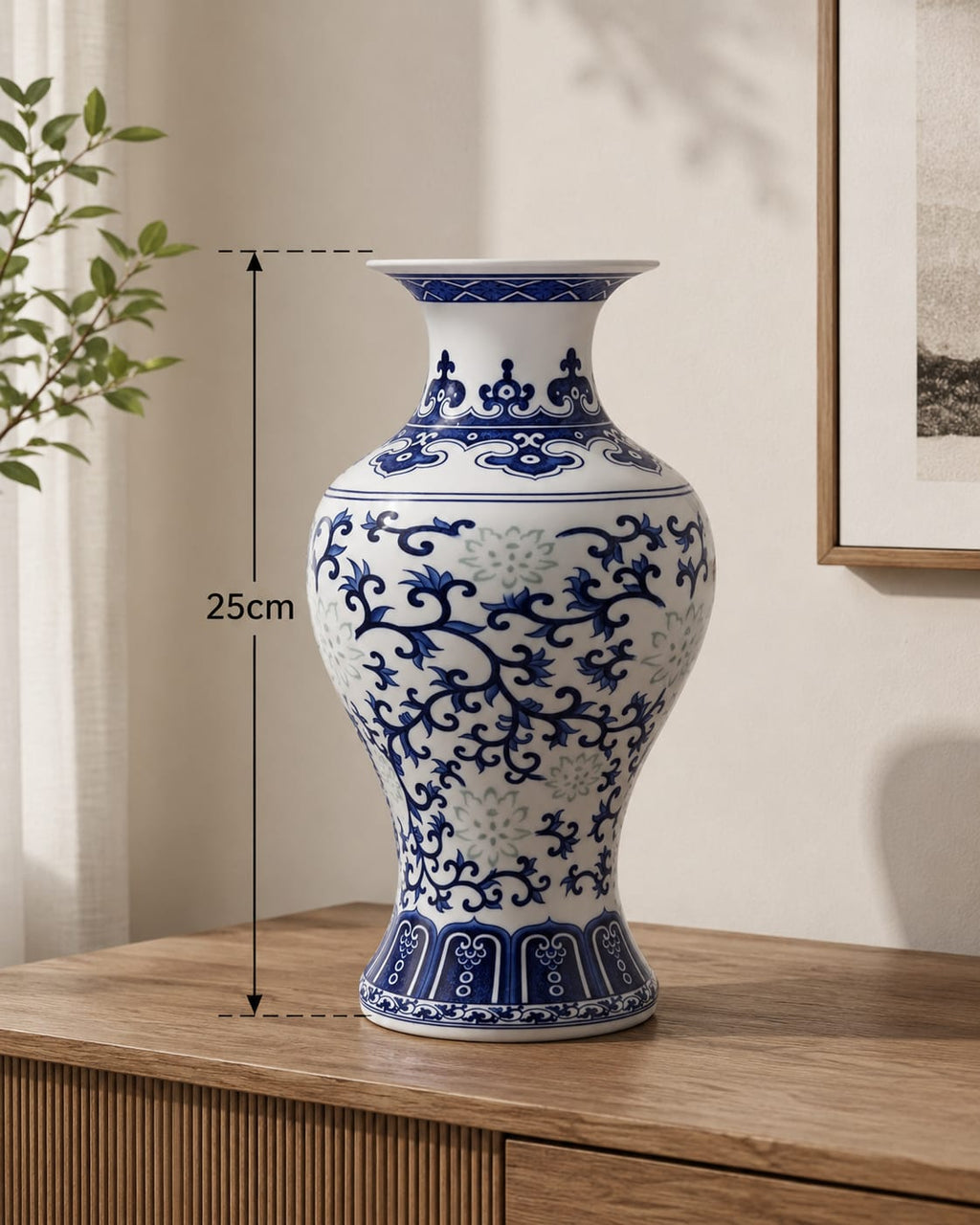 Blue White Ceramic Vase| 25cm