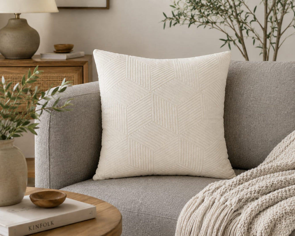 Quilted Geometric Velvet Cushion