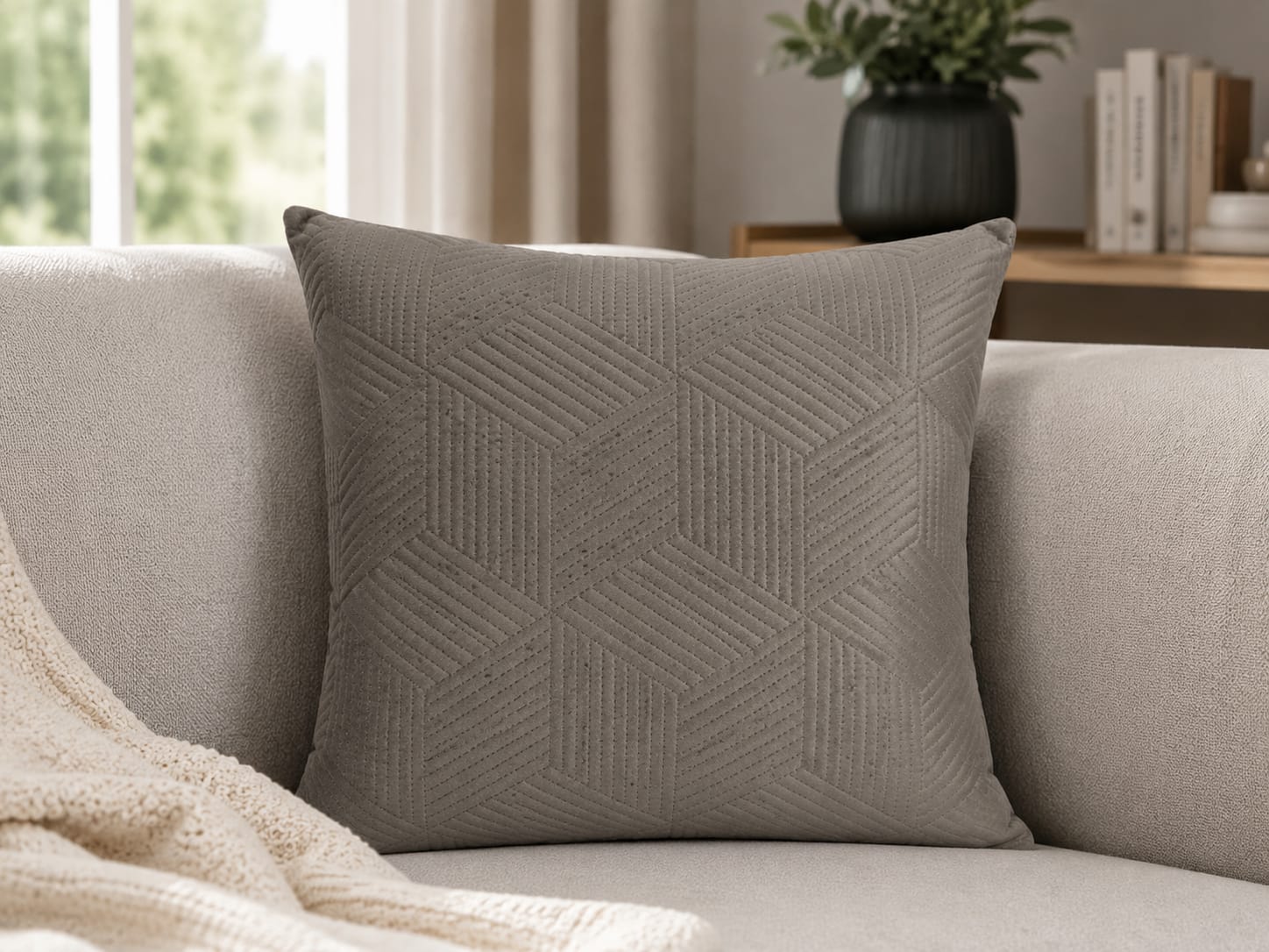 Quilted Geometric Velvet Cushion