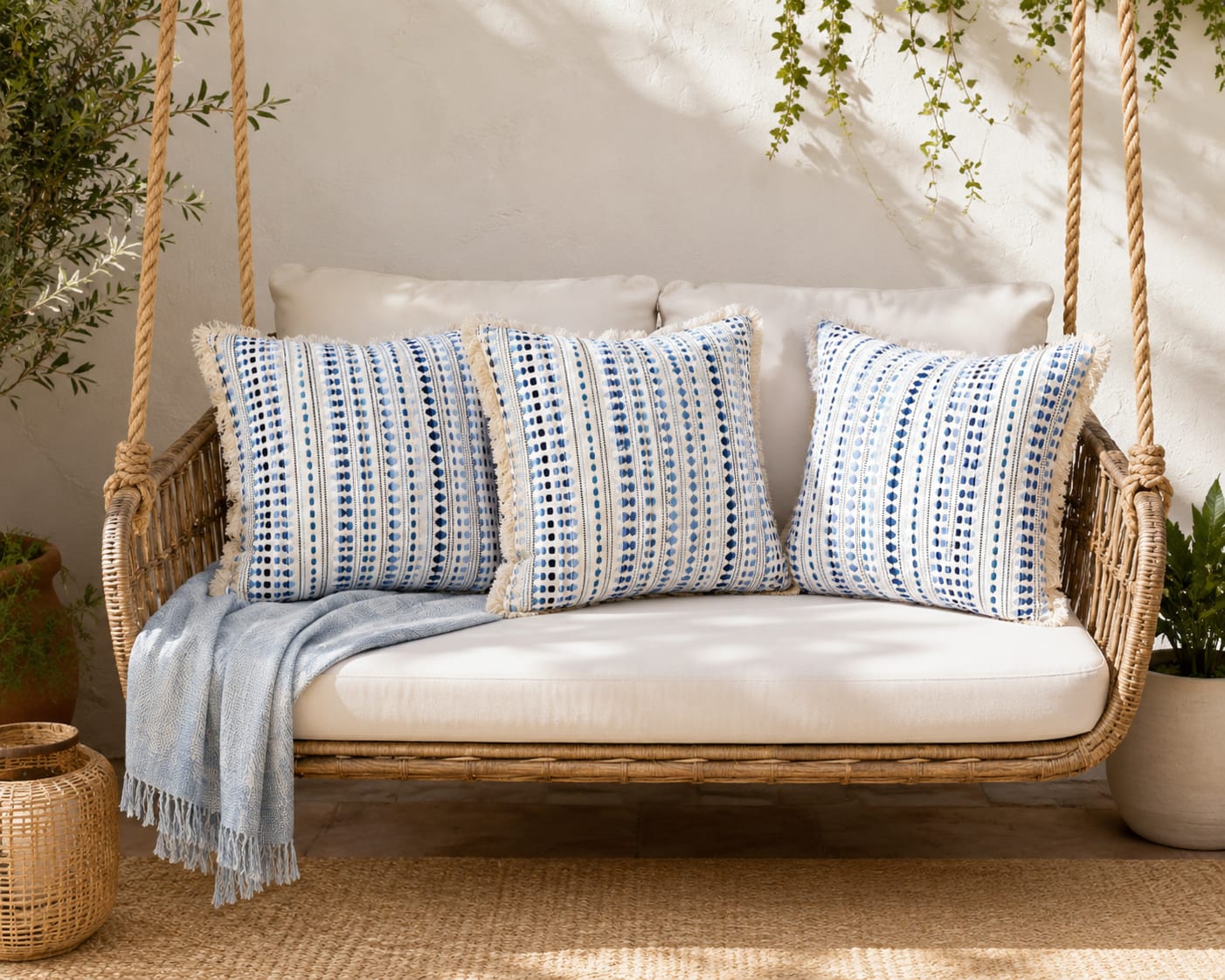 Special Polka Dot Cushion with Fringe