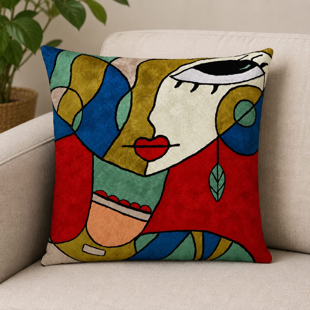 Handmade Silk Embroidery Cushion- Pattern 6