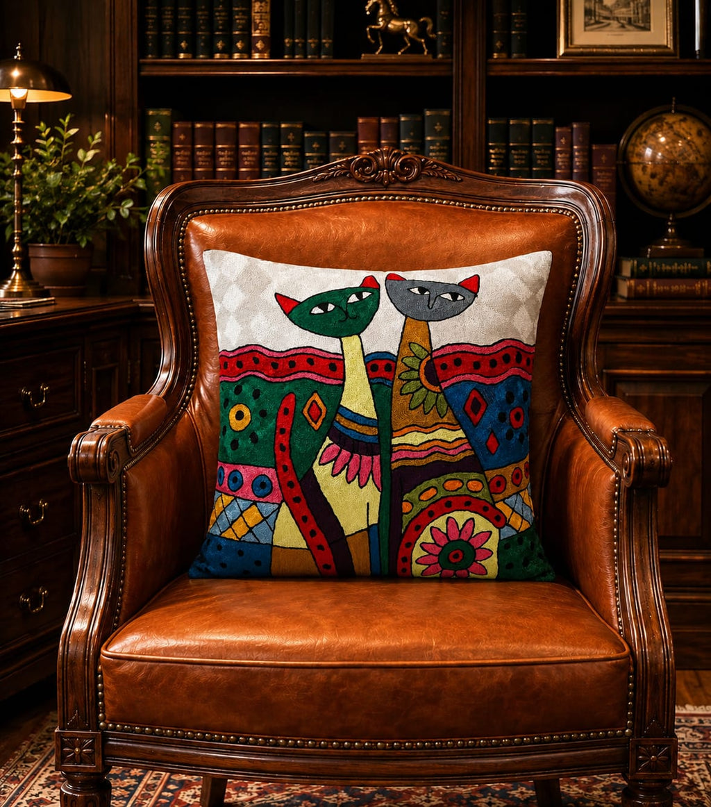 Handmade Silk Embroidery Cushion- Pattern 8
