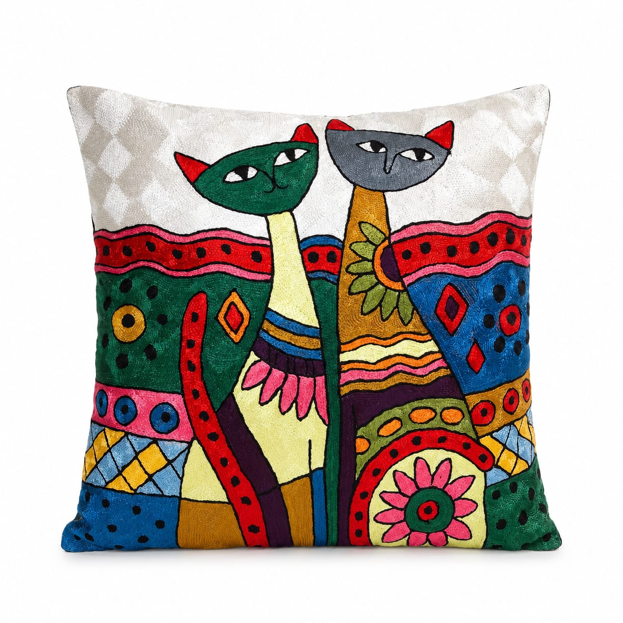 Handmade Silk Embroidery Cushion- Pattern 8