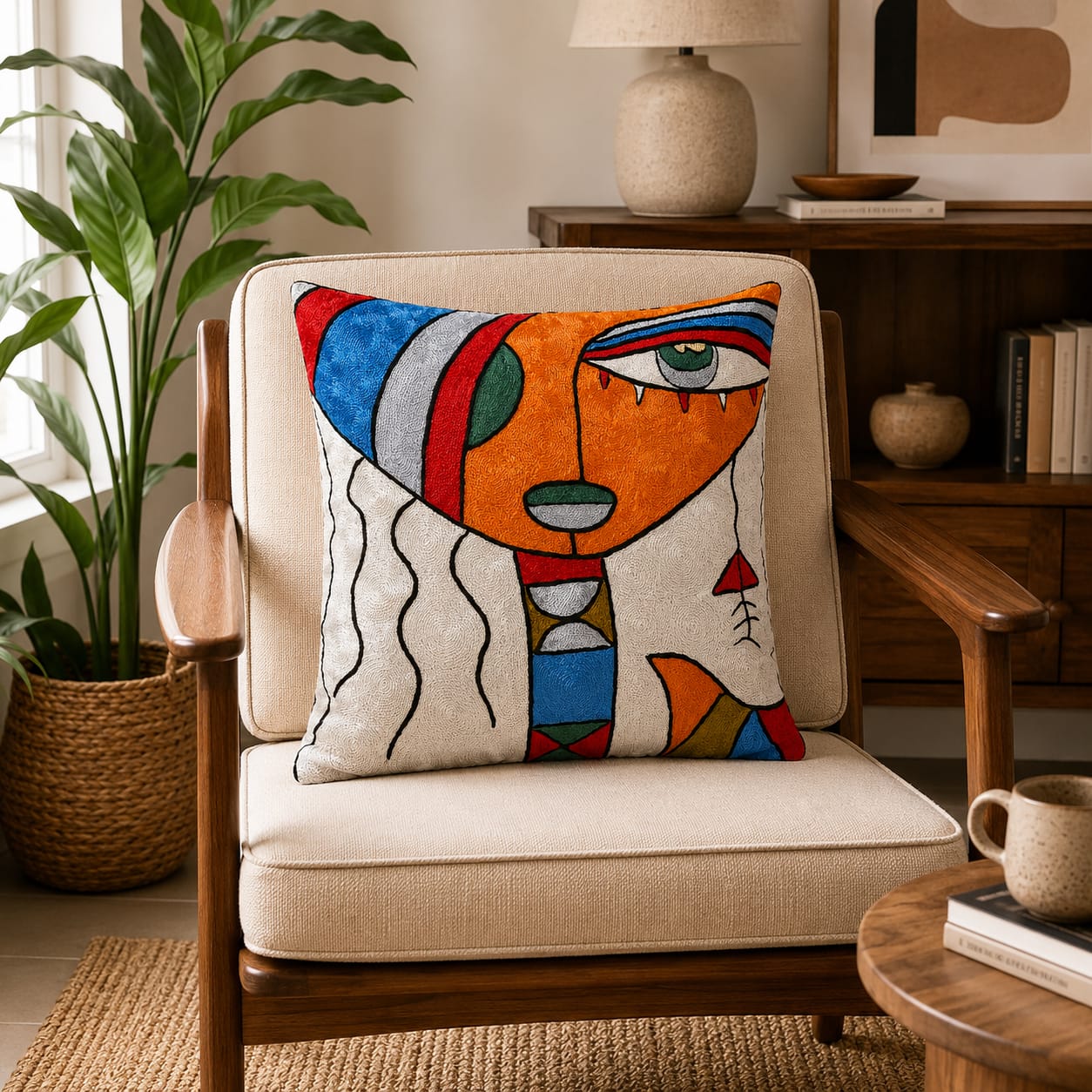 Handmade Silk Embroidery Cushion- Pattern 7