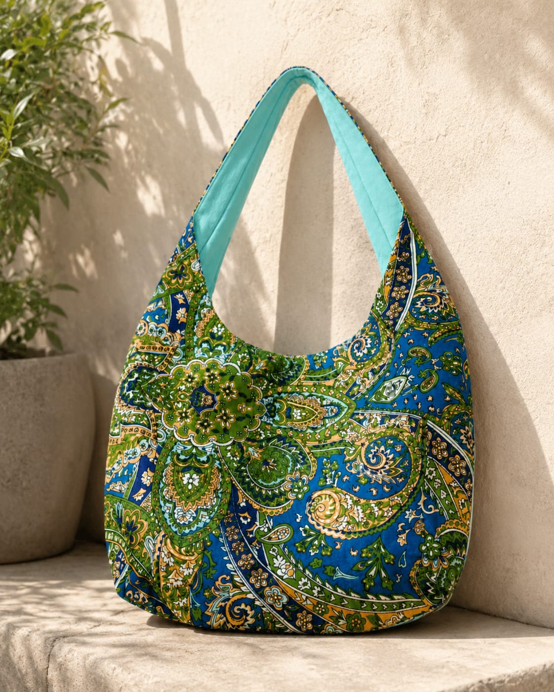 Women's Handbags- Blue Paisley