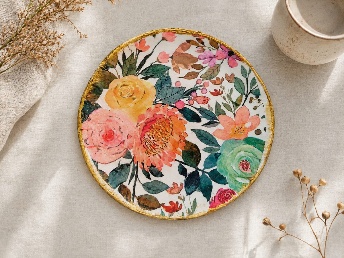 Botanical Bloom - Artistic Tray - Round Shape