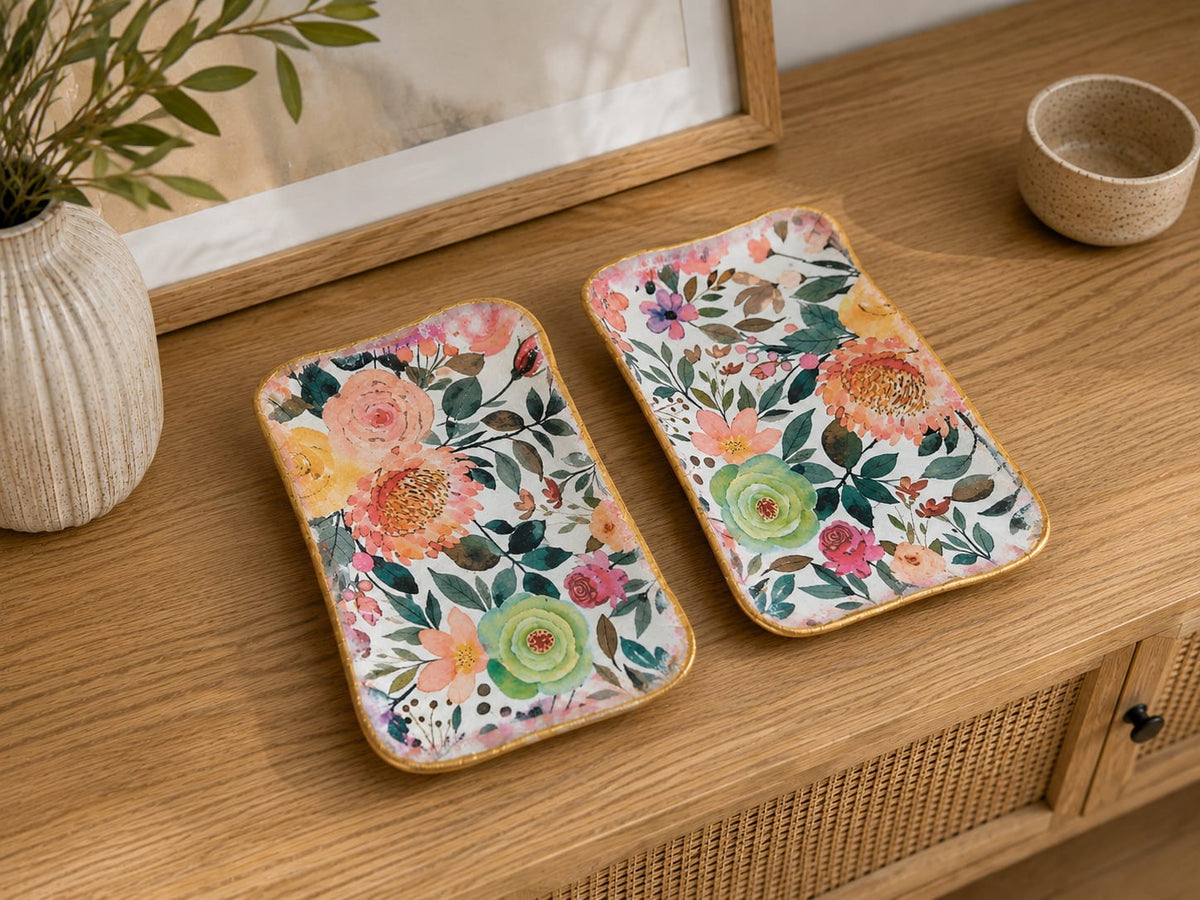 Botanical Bloom - Artistic Tray - Rounded Rectangular - 1 PCS