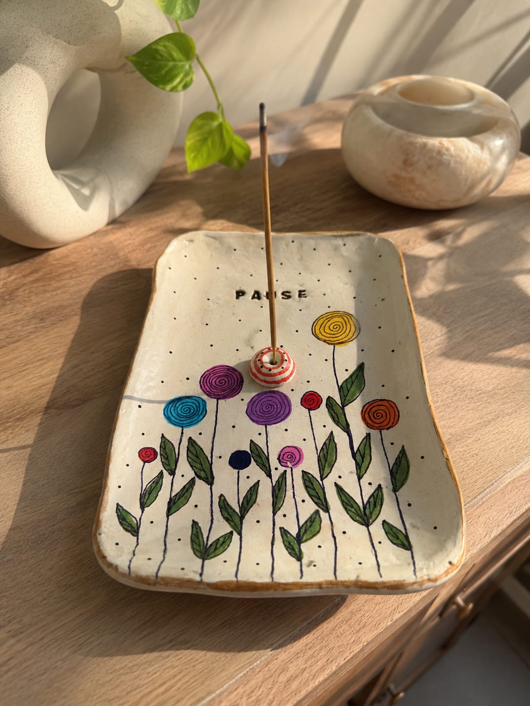 Floral Incense Stick Holder Tray- Pause