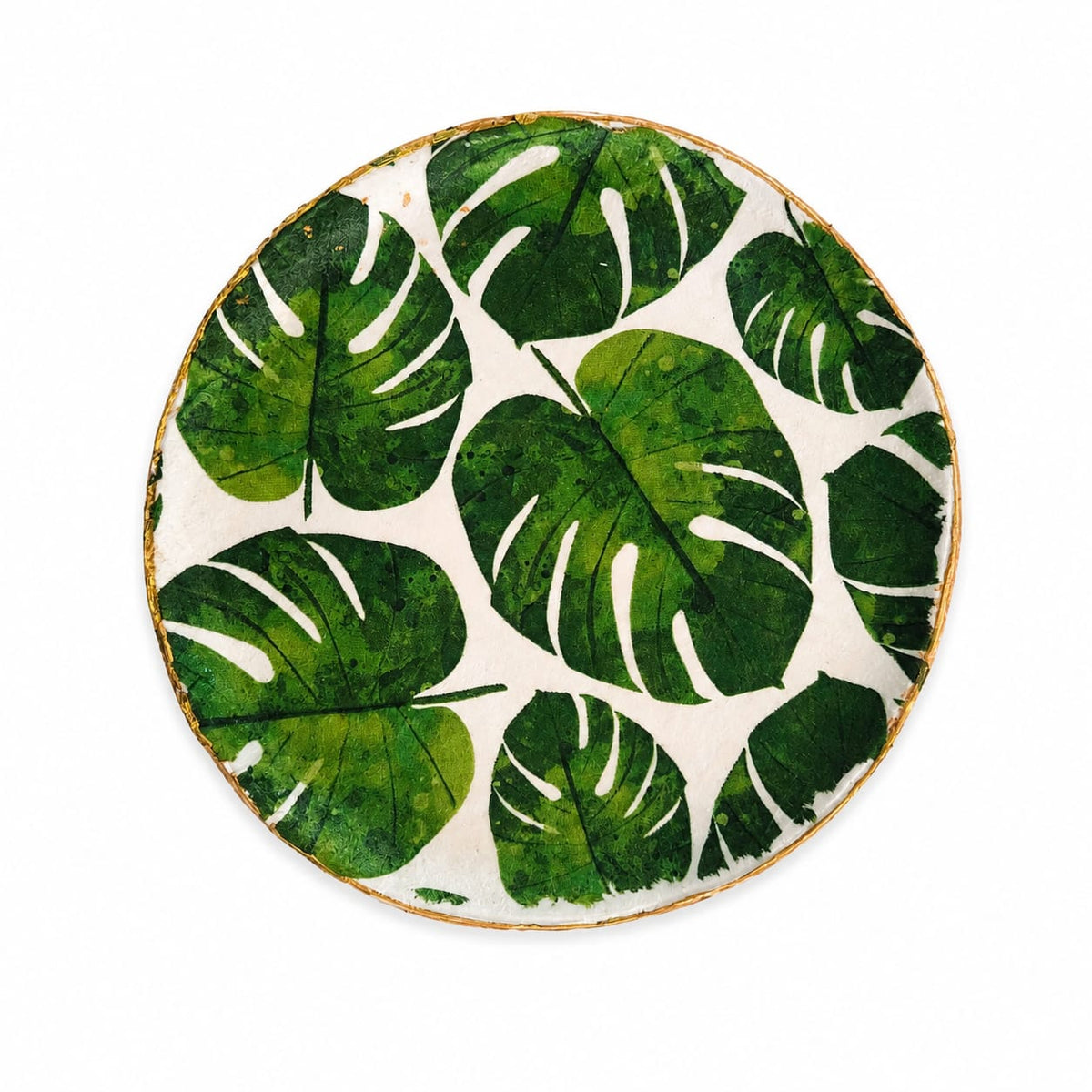Hand-Painted Tropical Leaf Clay Tray