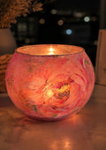 Hand Painted Blush Blossom Glass- Candle Holder