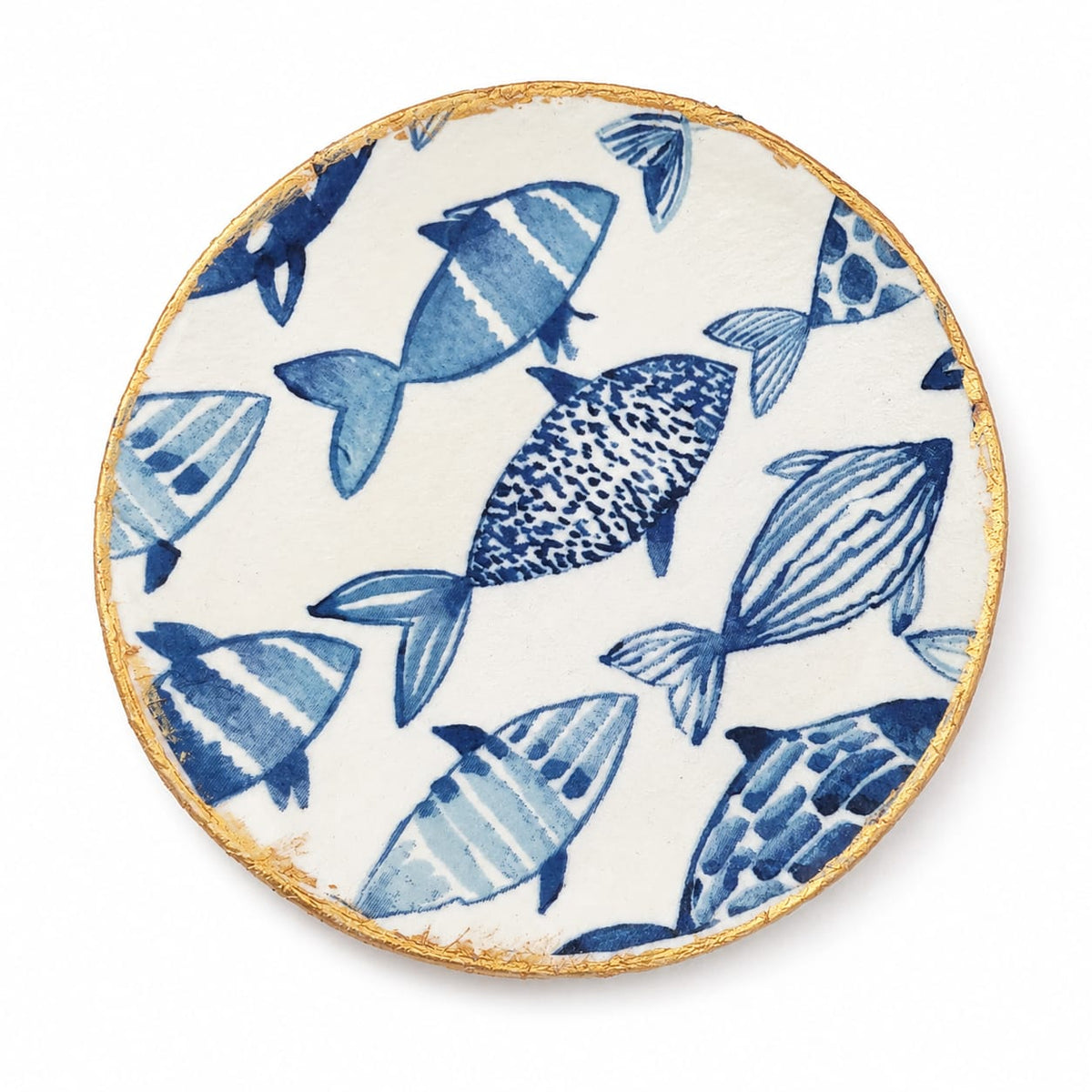 Hand Painted Coastal Fish Tray - Round Shape