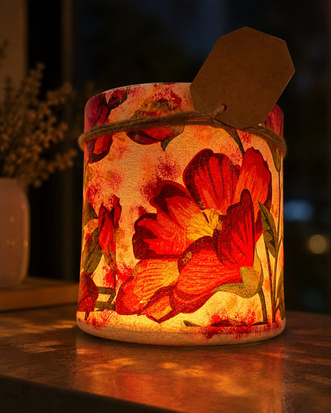 Hand Painted Blossom Glass- Candle Holder