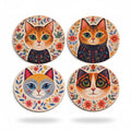 Graphics Cat Flower Coaster, Set of 4 (ST1)