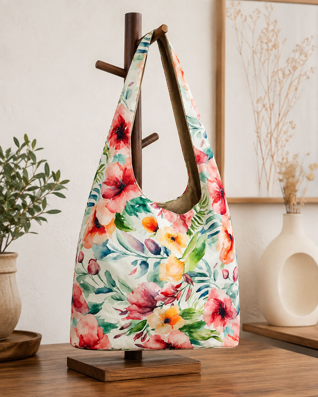 Women's Handbags - White Floral- MYB+