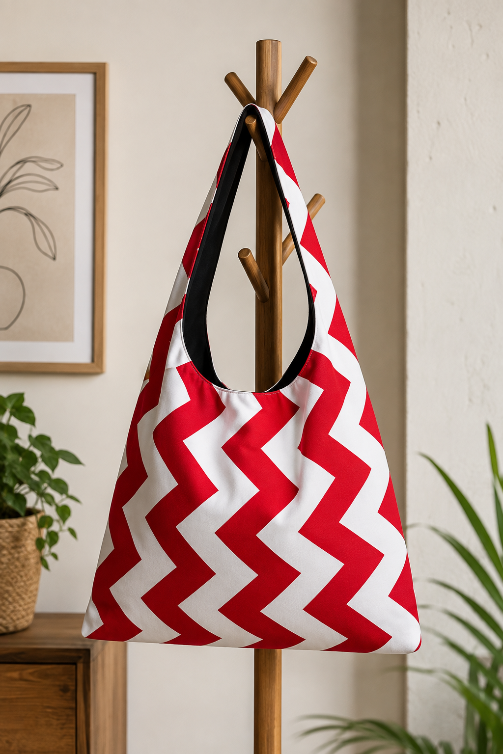 Women's Handbags - Red Chevron- MYB+